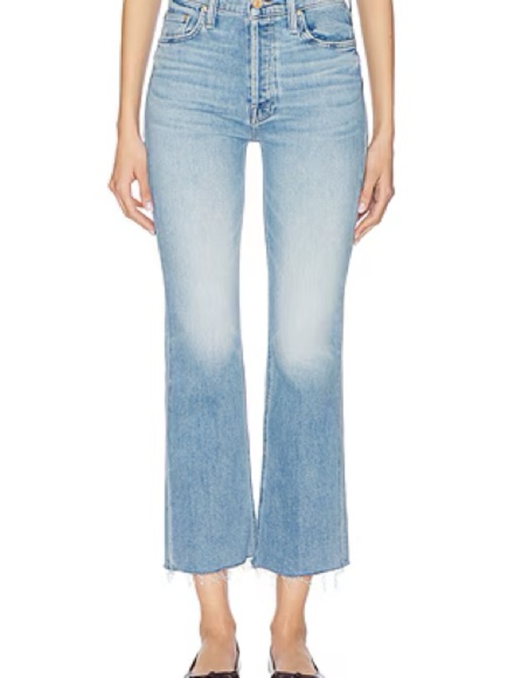 MOTHER Light Blue High-Rise Cropped Straight Jeans